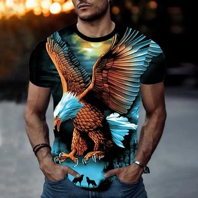 Men's animal eagle T-shirt 3D printed short sleeved T-shirt