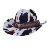 New Western Cowboy Hat Autumn and Winter Big Eaves Cow Pattern Woolen Tibetan Outdoor Jazz Hat Shade Top Hat