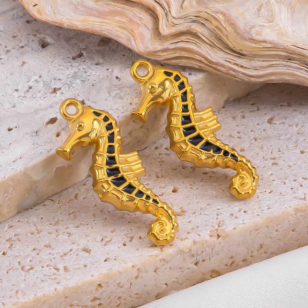 2pcs Stainless Steel Ocean Animals Pendant Whales Seahorses Conch Shells Marine Bracelets Earrings Charm for Jewelry Making Gift