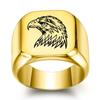 18mm Eagle Head Titanium Steel Ring for Men Vintage Punk Square Design Smooth Finish