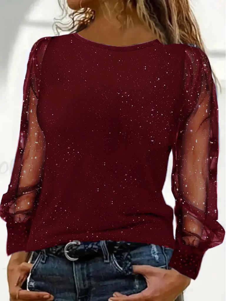 T-shirt Casual a Maniche Lunghe Larghe Europea e Americana 2024