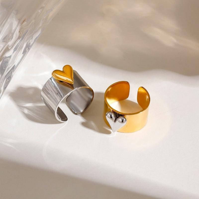 Stylish Multicolor Heart Shape Adjustable Rings Comfortable Lightweight Designs Rings Ideal For Couples And Friend
