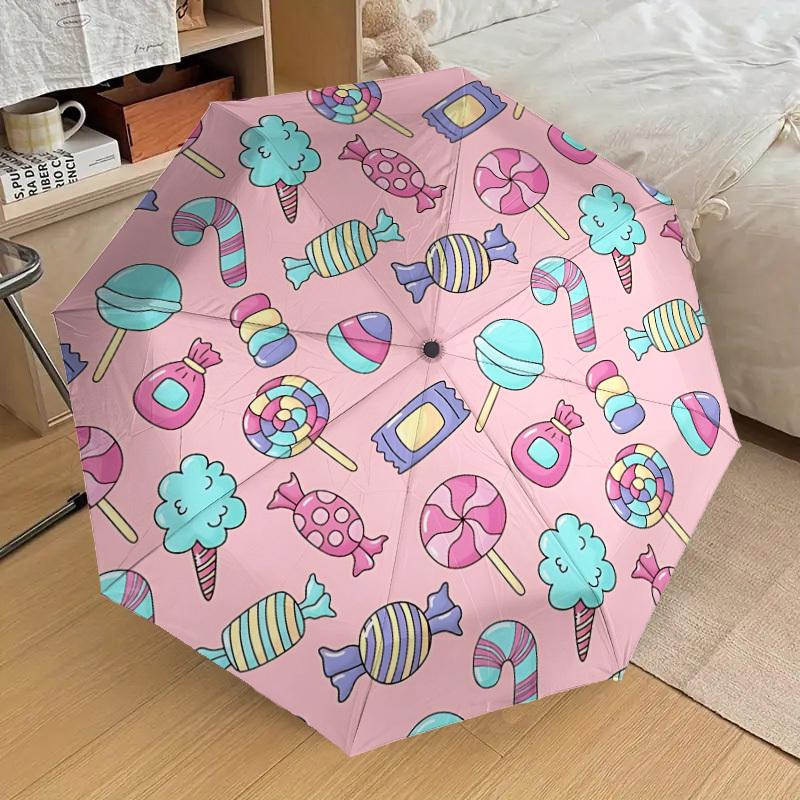 

1pc Candy Pattern Automatic Folding Umbrella, Casual Outdoor Accessory, Birthday Festival Gift yy251126171
