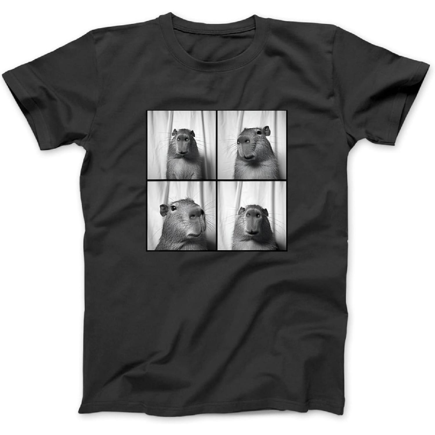 Capybara Capy Photobooth Picture Quirky Funny Odd Animal T-Shirt, Sweatshirt, Hoodie for Men Women Kids Made in Canada Black XXXXXL разноцветный