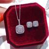 Exquisite Square Shaped Pendant Necklace with Dazzling CZ Fashion Wedding Neck Accessories Silver Color Jewelry for Women