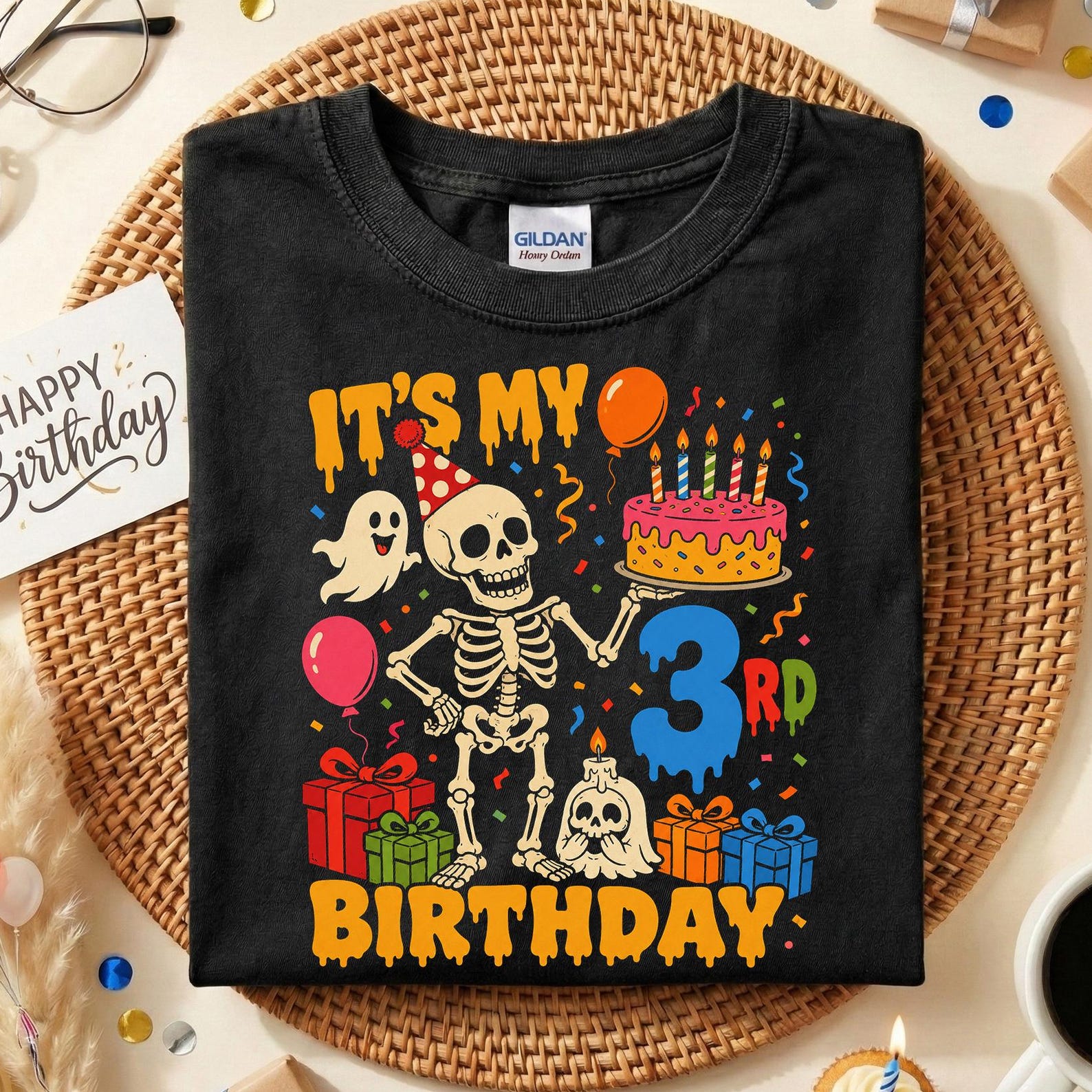 It s My 3rd Birthday Shirt, Halloween 3rd Birthday Girl Shirt, Skeleton Birthday Party Tee, Spooky Third Birthday Outfit, Unisex Birthday 140