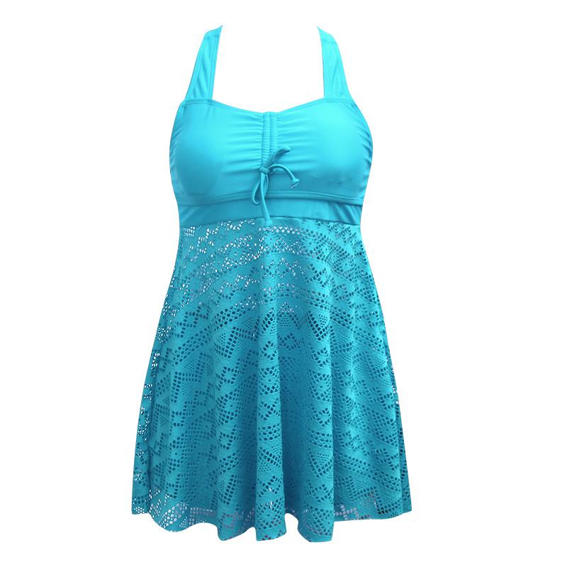 Plus Size Two Pieces Swimsuits Swimwear Women Soild Color Summer Bathing Suits Tankini Beachwear Bikini Swimdress