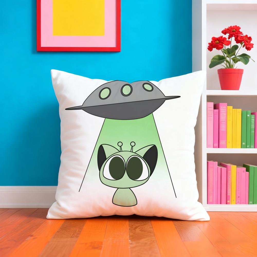 Cartoon Little Black Cat Cute Pillow Case Pillow Case Plush Fabric Soft Double Sided Print Home Sofa High Quality Cushion