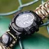 Men's Outdoor Survival Watch with Dual Display, Life-Saving Rope, Fire Starter, Whistle, and Compass