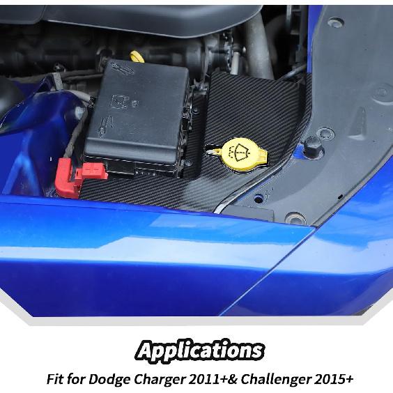 JeCar Kohlefaser Scheibenwaschbehälter Motorraum Staubschutz Zubehör für Dodge Charger 2011+ & Challenger 2015+