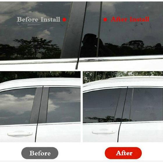 6Pcs/Set Door Window Pillar Posts Trim Pillar Molding Cover Stickers for Cadillac ATS Sedan 2013 2014 2015 2016 2017 2018 2019 Black