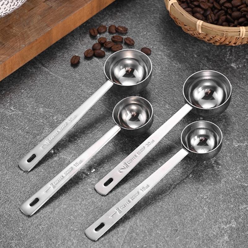 Steel Measuring Spoon Practical Measuring Spoon Long Handle Functional Steel 15/30ML Measuring Spoon