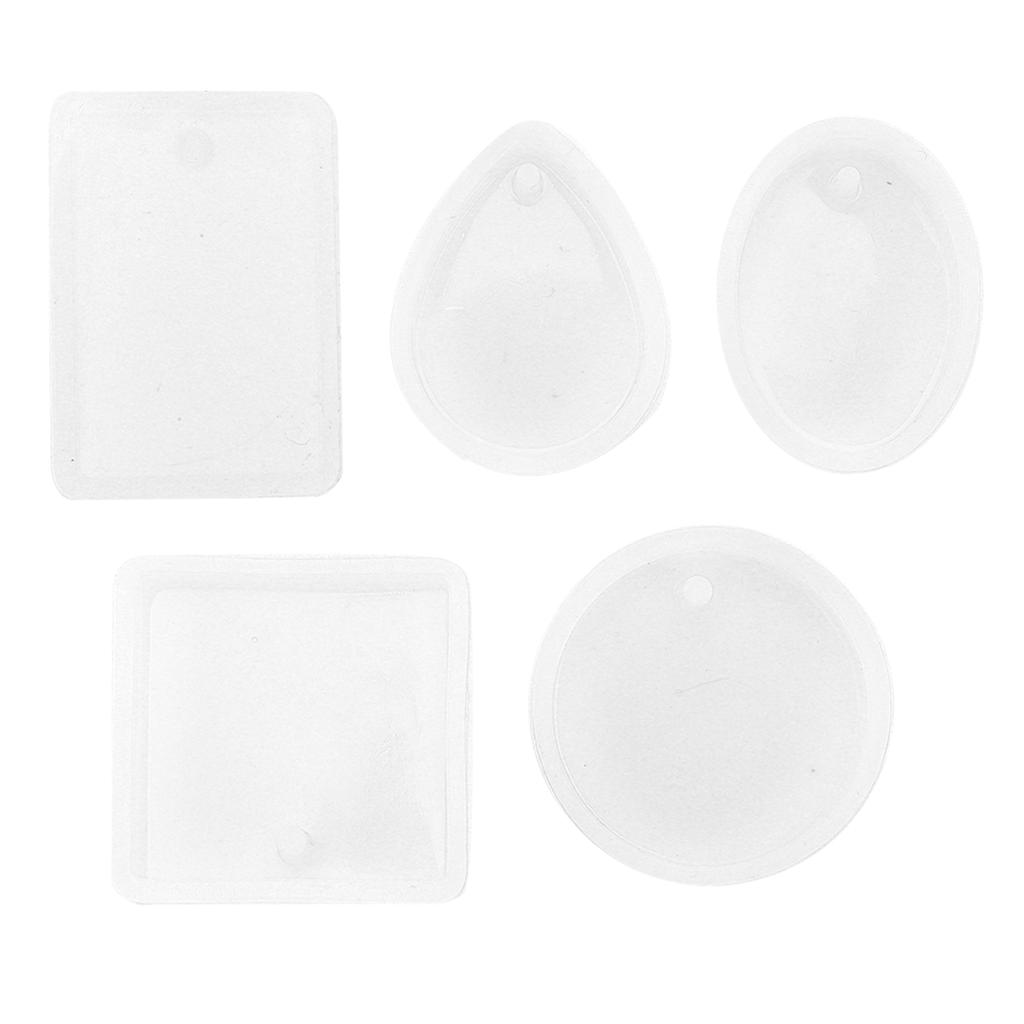 5pcs Silicone Molds Round Foursquare Perforated Jewelry Resin Molds for DIY Pendant Accessories Craft Decoratrion