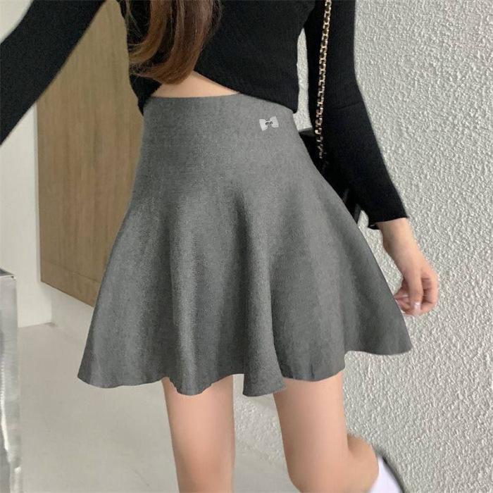 

Сладкая и пикантная юбка миди А-силуэта с высокой талией в гонконгском стиле для женщин - весна/лето 2025, плиссированная юбка-зонт, скрывающая бедра. Medium серый