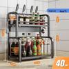 Estante Organizador de Encimera de Cocina de Acero Inoxidable Negro de 2 Niveles