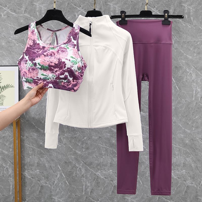 Damski strój do jogi i biegania z wysokim stanem, szybkoschnący - Podnoszący biodra, zestaw fitness na wiosnę/jesień