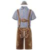 Men's Oktoberfest Outfit: Plaid Shirt, Denim Overalls, and Hat