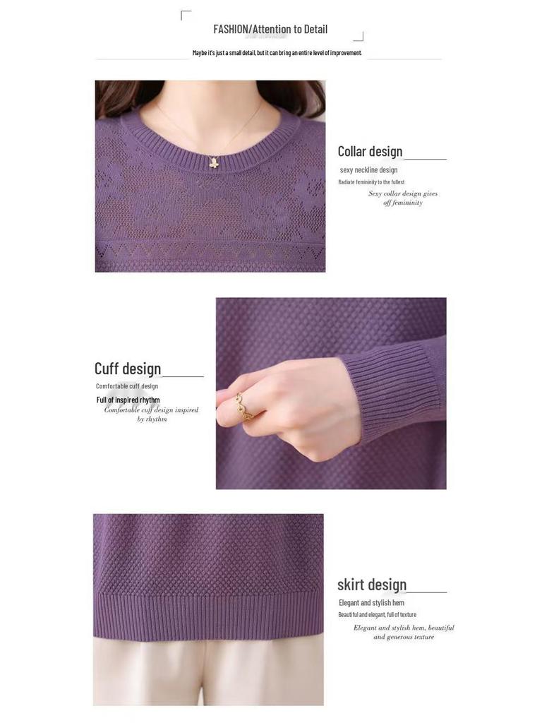 Stylish Women's Thin Round Neck Wool Sweater - Long Sleeve, Knitted, Spring Fashion Hot Seller