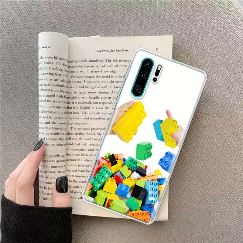 

Toy Building Blocks Colorful Cute Kids Phone Case For Huawei P50 Pro P10 P20 P30 P40 Lite Cover Mate 40 30 20 10 Lite Capa Shell Huawei P20 Pro