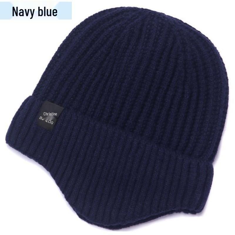 Men's Winter Knit Hat and Scarf Set with Ear Protection for Seniors