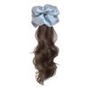 Scrunchie Satin Hair Bands Ponytail White Blue Pony Tail Hairpiece  for Women