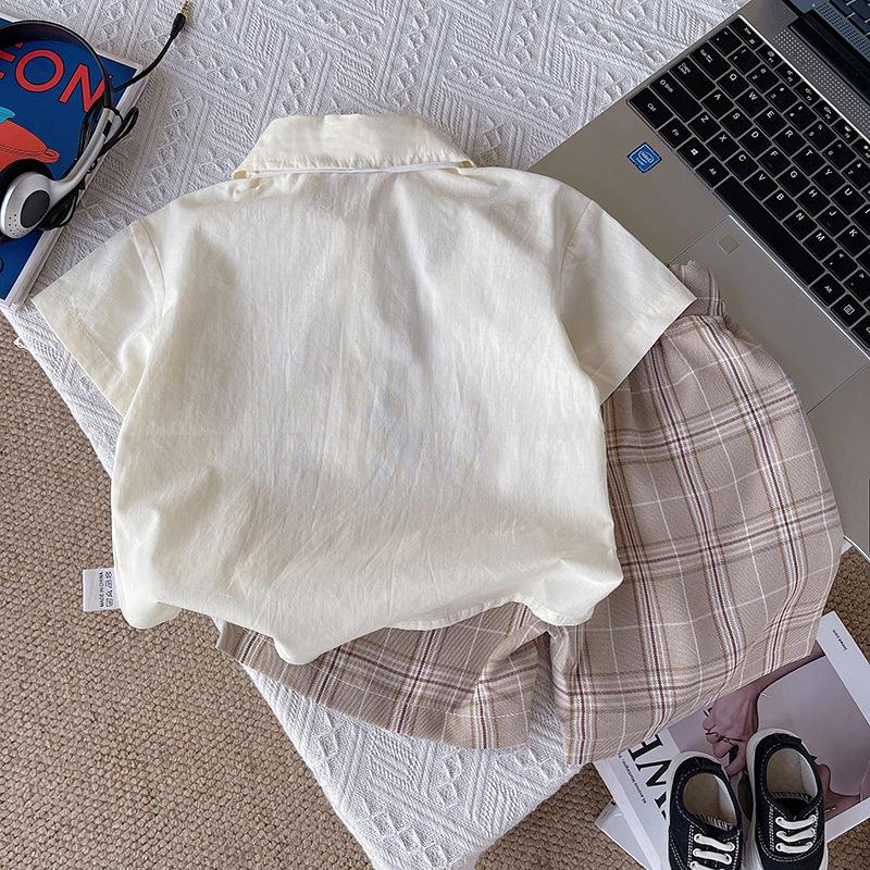 Boys' Summer Outfit Set Short Sleeved Baby Shirt College Two-piece Set Summer