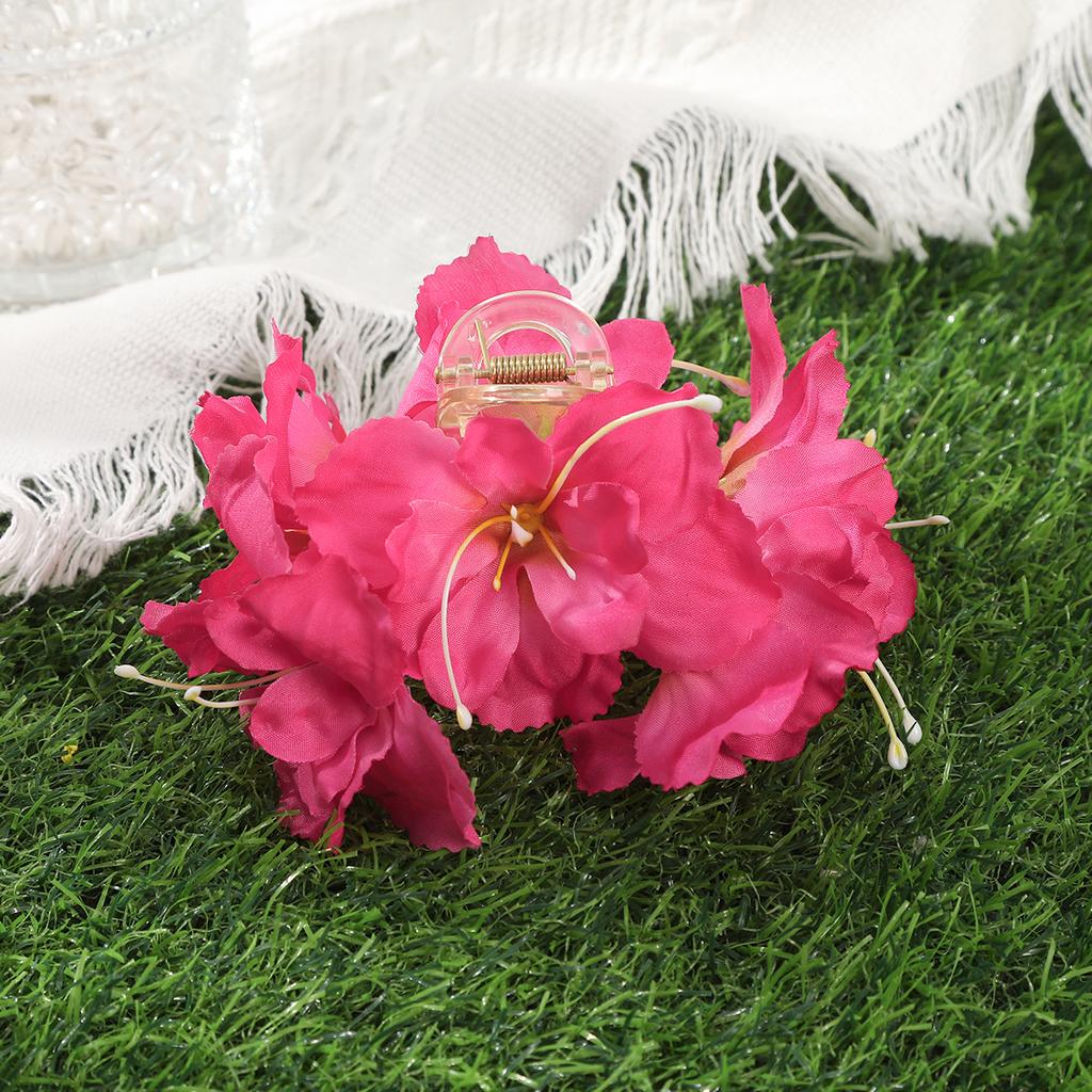 AWAYTR Magnolia Lily Hair Claws Artificial Floral Hair Clips Crab For Women Girl Gift Hair Accessories Valentine Headwear