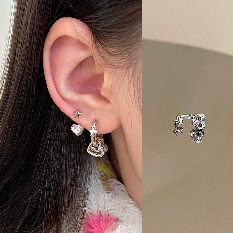 

Ringring Store Double Ear-Hole Ear Studs Sterling Silver Needle Horseshoe Earring Bone Nail Small Ear Ring Earrings Fancy Earrings Heart Star Ear Hook 1