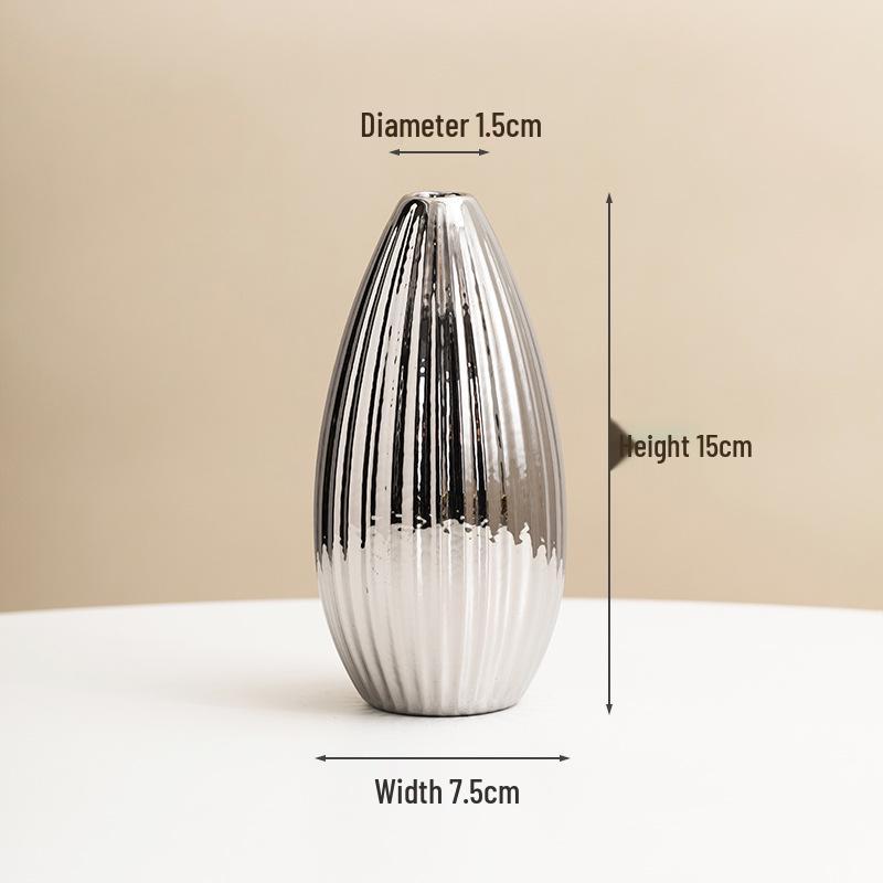 Jarrón de Cerámica Electrochapado en Oro - Estilo Nórdico para Decoración Moderna del Hogar