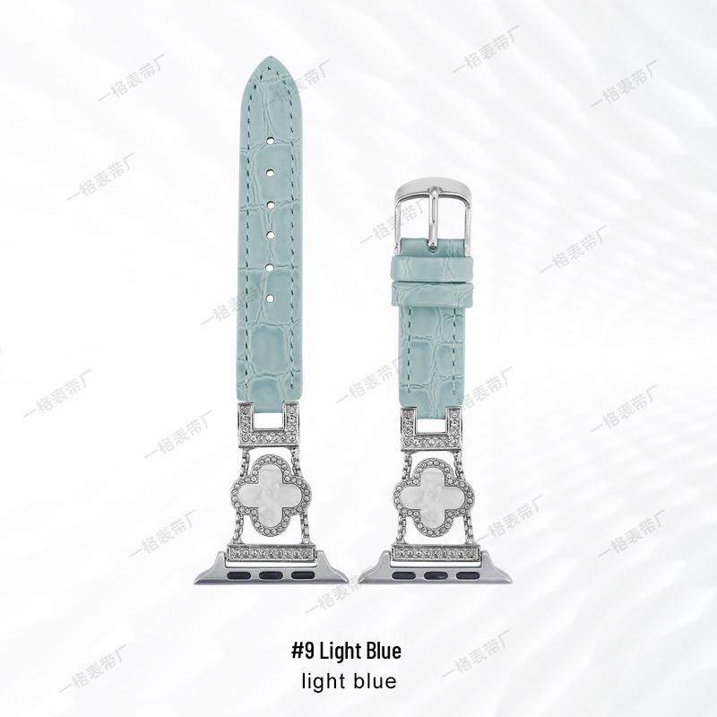 Vierblättriges Kleeblatt Lederarmband für Apple Watch (Kompatibel mit iWatch Serie 5-10) - Damenmode Uhrenarmband