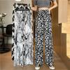 Women's Summer Ink Wash Tie-Dye Wide-Leg Ice Silk Pants