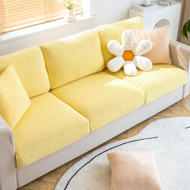 Solid Color Polar Fleece Sofa Cover All-Inclusive Universal Elastic Sofa Cover Four Seasons Anti-Cat Scratch Sofa Cover
