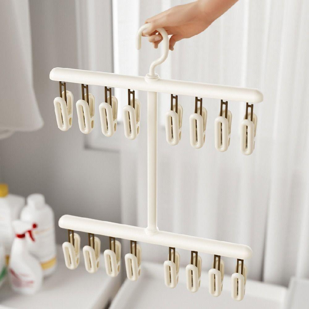 Portable Socks Drying Rack Windproof Clothes Drying Rack with Clips  Household