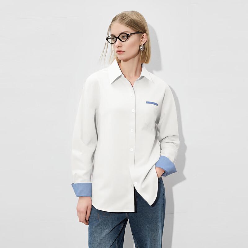Women s Versatile Color-block Long Sleeve Shirt M
