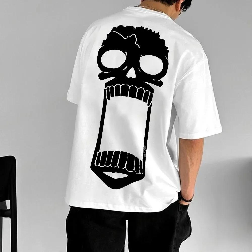 2026 Chinese New Year One Piece Brook Anime T-shirt Summer Autumn Japanese Anime Retro Loose Fit Short Sleeve Tops for Men