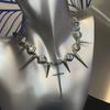 Retro Y2K Long Spike Rivet Necklace Stainless Steel Cross Hip Hop Necklace for Women Vintage Grunge Style Party Jewelry