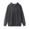 Mens Oversized Hooded Sweatshirt 450gsm Washed Vintage Black Cotton Long Sleeve Streetwear Loose Fit