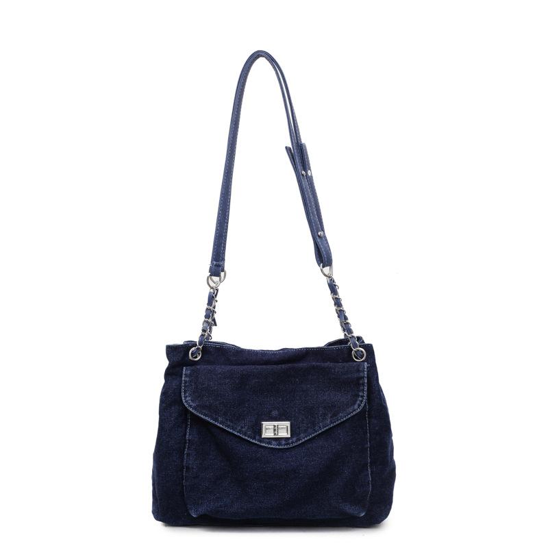 Женская сумка-тоут большой вместимости, джинсовая сумка через плечо, сумка под мышкой темно-синий