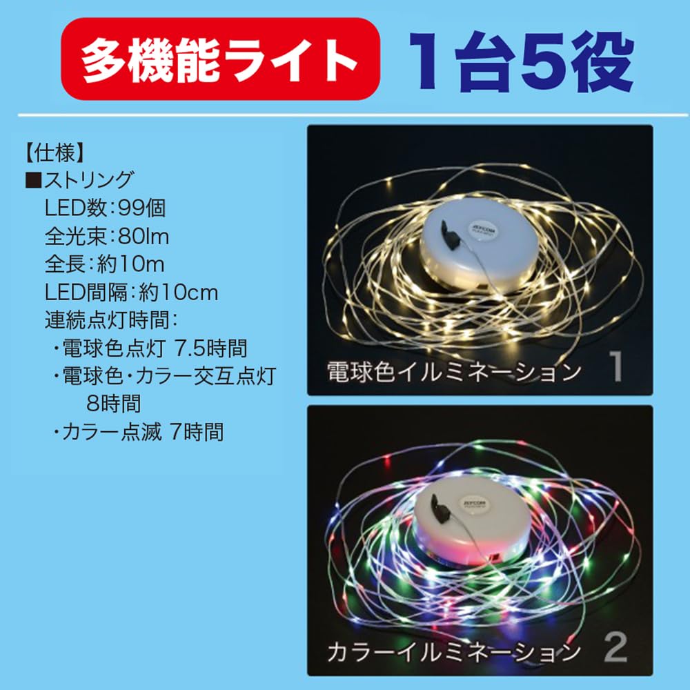 Jefcom PLRX-MF01 Multi-Function Light, 5-in-1, Multi-Function, Illumination and Power Supply Included