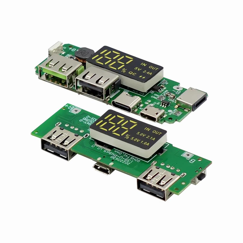 10/20/50/100Pcs18650 Lithium Battery Digital Display Charging Boost ModuleDual USB Output 5V 2.4A / 2A / 1A