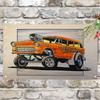 Vintage Wild Wagon Tin Sign Orange Classic Truck Garage Wall Decor Retro Metal Sign for Man Cave Bar Home Office Industrial A