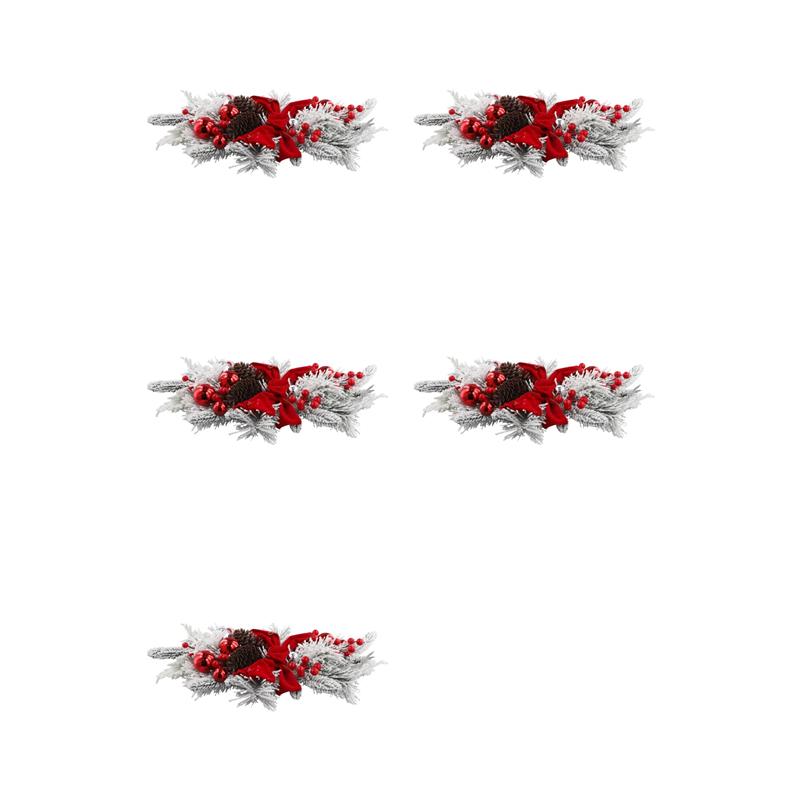 

5X Christmas Swag, Stair Christmas Garland For Stairs, Door, Fireplace, Outdoor Indoor Christmas Decor 60X30cm Red червоний