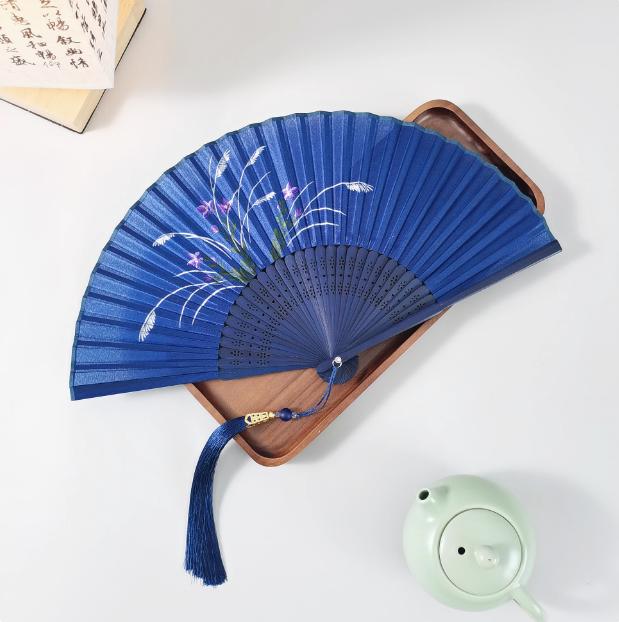 Vintage Chinese Style Portable Folding Fan Party Wedding Dance Hand Fans Summer Bamboo Craft Gift Room Decoration Ornaments New