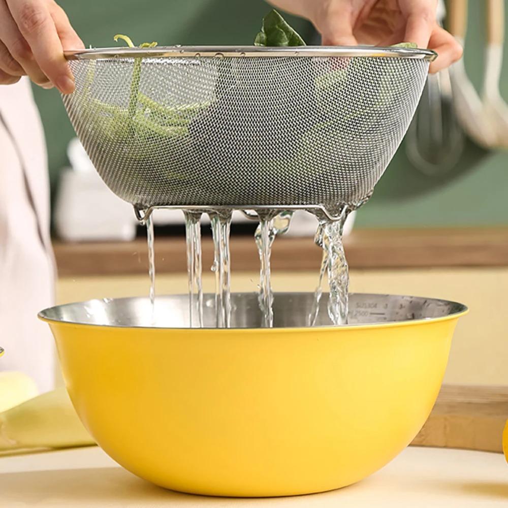 Stainless Steel Vegetable Storage Bowls with Scale Egg Beating Bowl Salad Mixing Bowl Baking