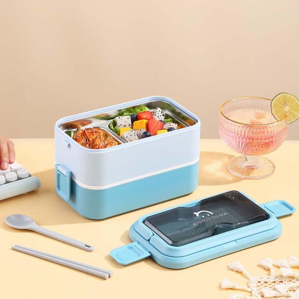 Multi-Layer Food Storage Container Foldable Handle Food Boxes 304 Stainless Steel Lunch Box  Worker