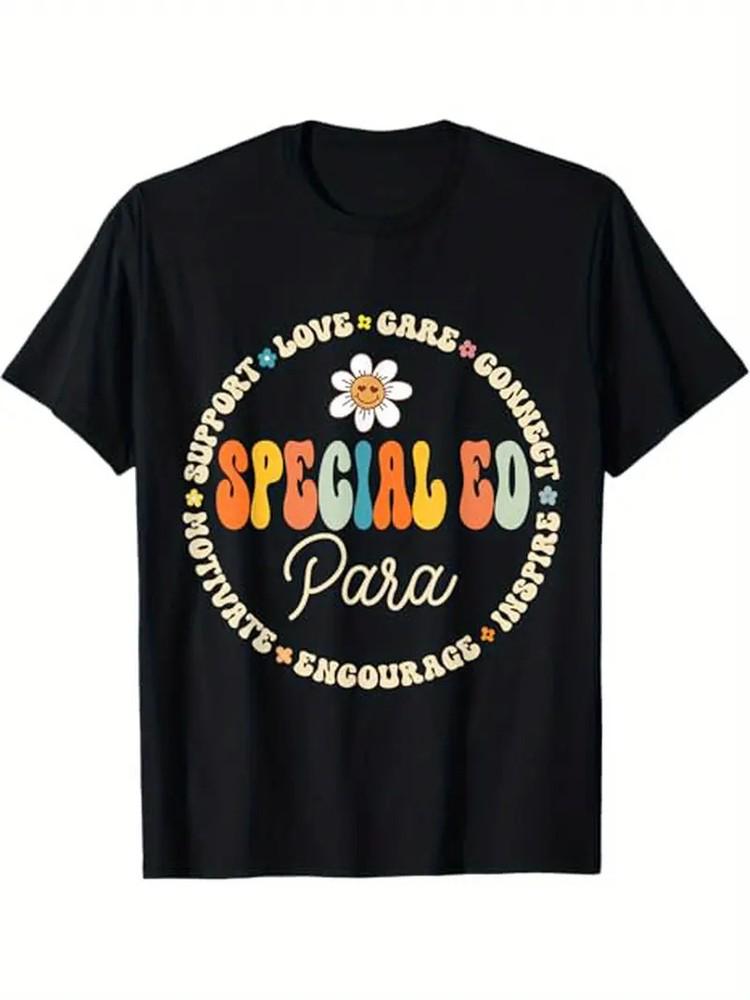 

Groovy Special Ed Para Special Ed Paraprofessional Crew T-Shirt, 100% Cotton, Gi M