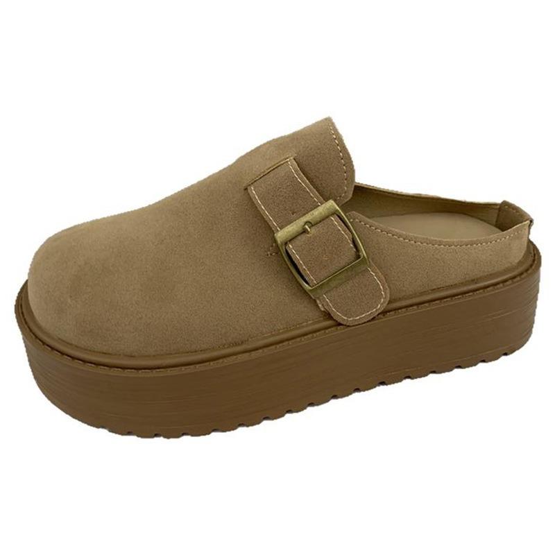 Spring and Autumn Lazy Baotou Half Slippers Women's New Muffin Wear Platform Shoes Boken Pedal