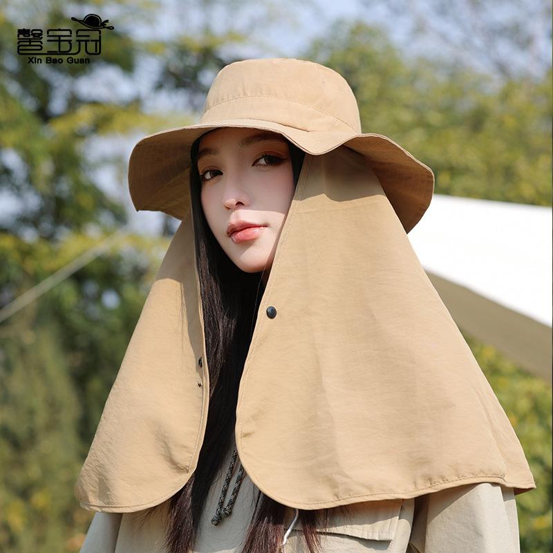 Waterproof quick-drying large shawl sunscreen sun hat children's fashion versatile casual sun hat hiking bucket hat