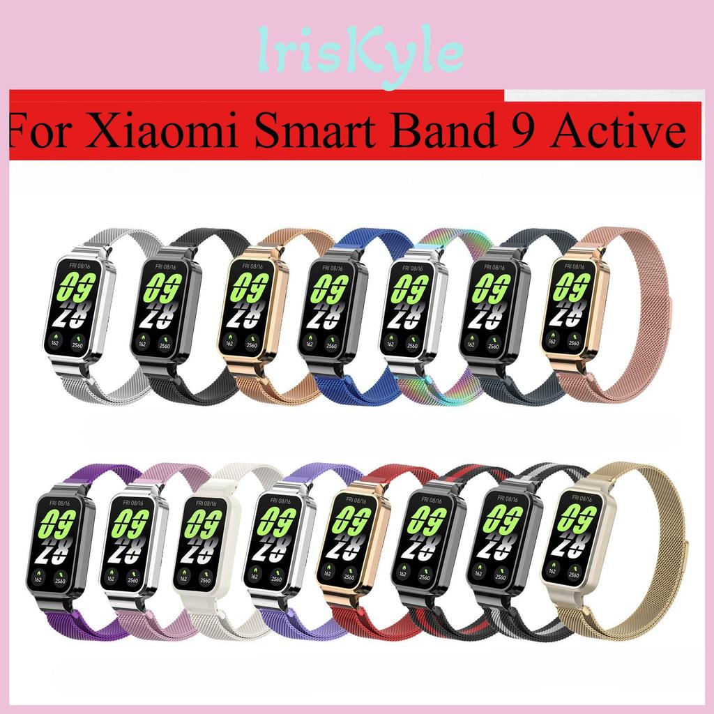 Smart Milan For Strap Xiaomi Band 9 Active With Metal Protector Case Bumper Magnetic Loop Bracelet For Redmi Band 3watch