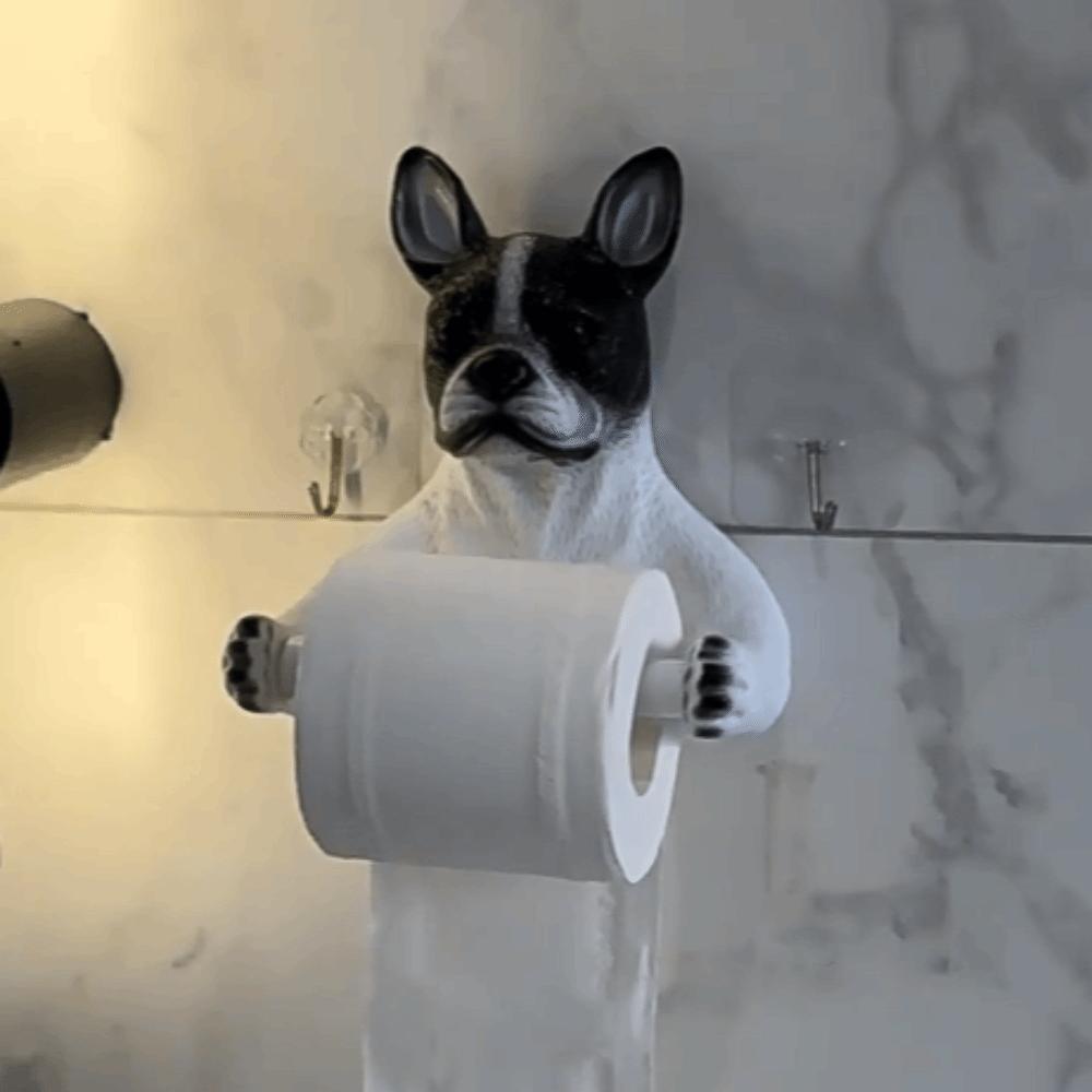 Cute Dog Toilet Paper Holder Dispenser 3D Dog Shape Dog Toilet Roll Holder Space Saving Multif-unctional Wall Mounted Roll Rack